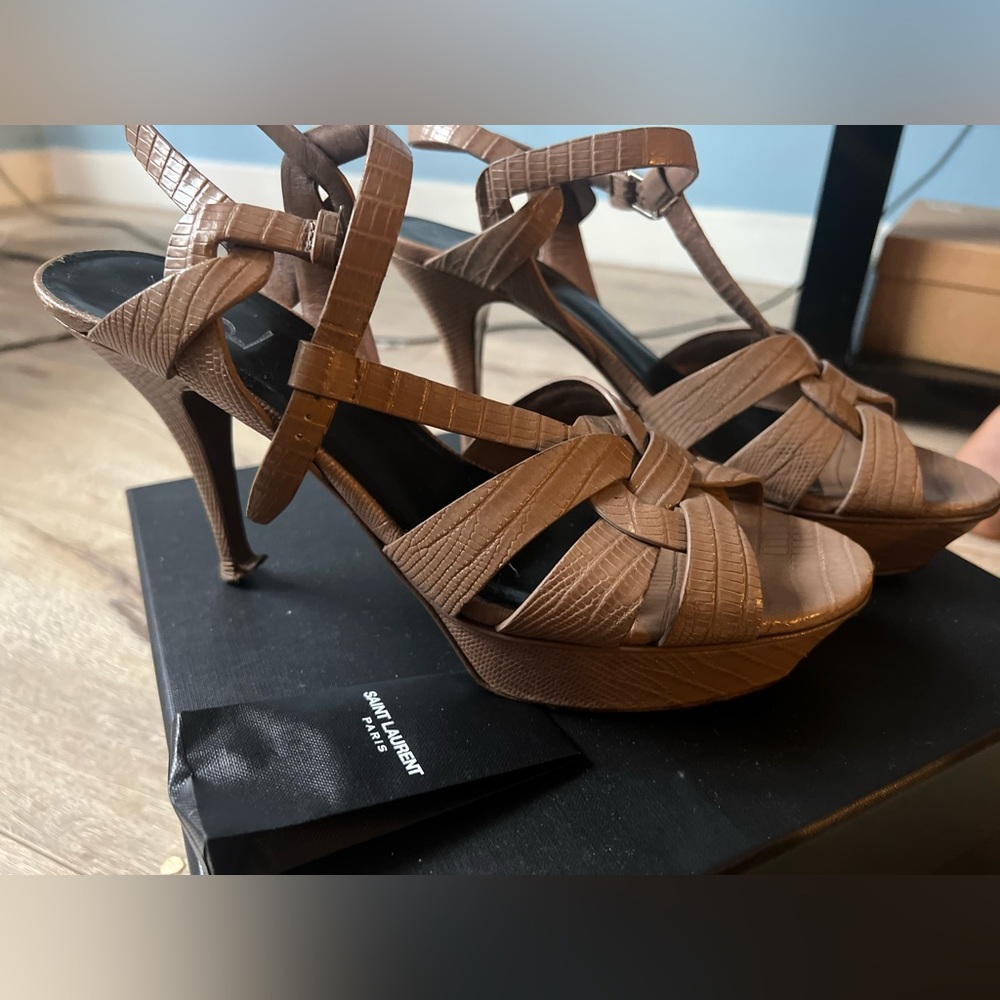 Saint Laurent T-Strap Platform Sandals - Picture 2 of 15
